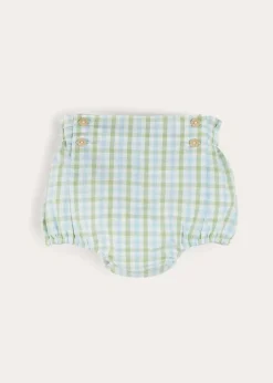 Bloomers, Shorts & Trousers | Bloomers & Shorts | Pepa London Maxwell Gingham Button Detail Bloomers in Green (1-18mths)