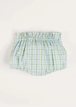 Bloomers, Shorts & Trousers | Bloomers & Shorts | Pepa London Maxwell Gingham Button Detail Bloomers in Green (1-18mths)