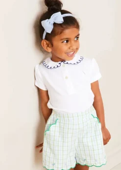 Skirts & Shorts | Pepa London Maxwell Gingham Scallop Trim Embroidered Shorts in Green (18mths-10yrs)