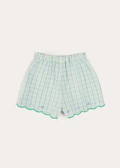Skirts & Shorts | Pepa London Maxwell Gingham Scallop Trim Embroidered Shorts in Green (18mths-10yrs)