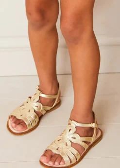 Sandals | Sandals | Pepa London Metallic Strappy Leather Sandals in Gold (24-35EU)