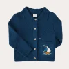 Knitwear & Cardigans | Pepa London Nautical Boat Embroidery Polo Collar Cardigan in Blue (12mths-6yrs)
