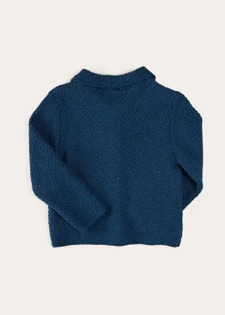 Knitwear & Cardigans | Pepa London Nautical Boat Embroidery Polo Collar Cardigan in Blue (12mths-6yrs)