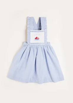 Skirts & Shorts | Dresses | Pepa London Nautical Striped Boat Embroidered Skirt with Braces in Blue (18mths-4yrs)