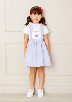 Skirts & Shorts | Dresses | Pepa London Nautical Striped Boat Embroidered Skirt with Braces in Blue (18mths-4yrs)