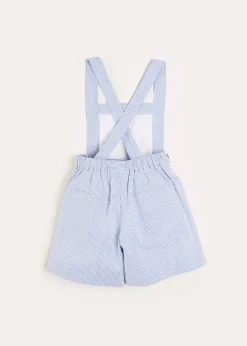 Shorts & Trousers | Dungarees & Rompers | Pepa London Nautical Striped Boat Embroidery Short Dungarees in Blue (18mths-4yrs)
