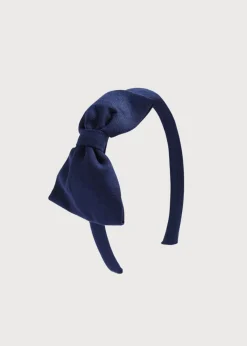 Hair Accessories | Gifting | Pepa London Navy Linen Big Bow Hairband