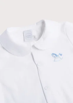 Gifting | All In Ones | Pepa London Newborn All-In-One With Rocking Horse Embroidery In Blue (1-6mths)