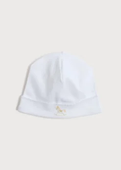 Bonnets & Booties | Gifting | Pepa London Newborn Bonnet with Rocking Horse Embroidery Beige (0-3mths)