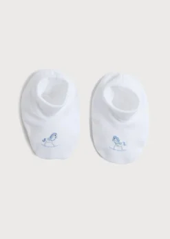 Bonnets & Booties | Gifting | Pepa London Newborn Booties With Rocking Horse Embroidery Blue (1-3mths)