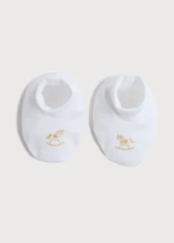 Bonnets & Booties | Gifting | Pepa London Newborn Booties With Rocking Horse Embroidery Beige (1-3mths)