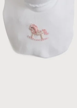 Bonnets & Booties | Bonnets & Booties | Pepa London Newborn Booties With Rocking Horse Embroidery Pink (1-3mths)