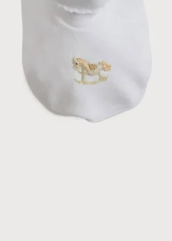 Bonnets & Booties | Gifting | Pepa London Newborn Booties With Rocking Horse Embroidery Beige (1-3mths)