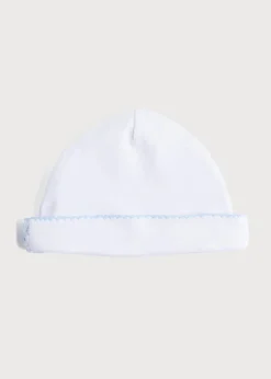 Bonnets & Booties | Bonnets, Booties & Mittens | Pepa London Newborn Hat with Blue Hand Smocked Detail (0-3mths)