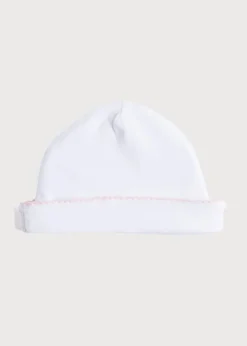Bonnets & Booties | Bonnets, Booties & Mittens | Pepa London Newborn Hat with Pink Hand Smocked Detail (0-3mths)