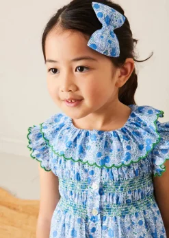 Hair Accessories | Hair Accessories | Pepa London Olivia Floral Medium Bow Hair Clip in Blue