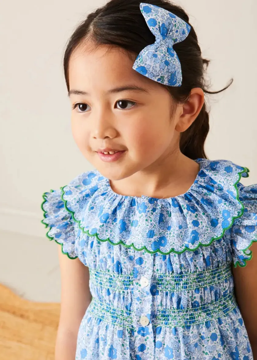 Hair Accessories | Hair Accessories | Pepa London Olivia Floral Medium Bow Hair Clip in Blue