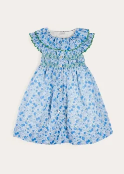Dresses | Dresses | Pepa London Olivia Floral Smocked Ruffle Collar Sleeveless Dress in Blue (12mths-10yrs)