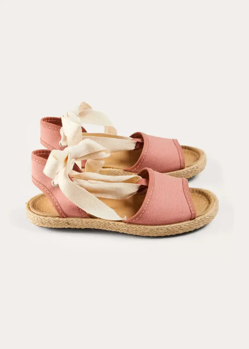 Sandals | Sandals | Pepa London Open Toe Tie Detail Espadrilles in Pink (24-35EU)