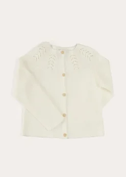 Knitwear & Cardigans | Knitwear & Cardigans | Pepa London Openwork Cotton Cardigan in Cream (6mths-10yrs)