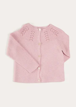 Knitwear & Cardigans | Knitwear & Cardigans | Pepa London Openwork Cotton Cardigan in Pink (6mths-10yrs)