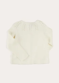 Knitwear & Cardigans | Knitwear & Cardigans | Pepa London Openwork Cotton Cardigan in Cream (6mths-10yrs)