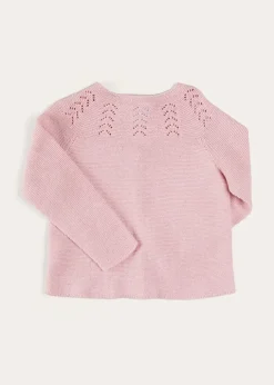 Knitwear & Cardigans | Knitwear & Cardigans | Pepa London Openwork Cotton Cardigan in Pink (6mths-10yrs)