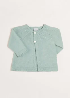 Knitwear & Cardigans | Knitwear & Cardigans | Pepa London Openwork Detail Baby Cardigan in Green (1-12mths)