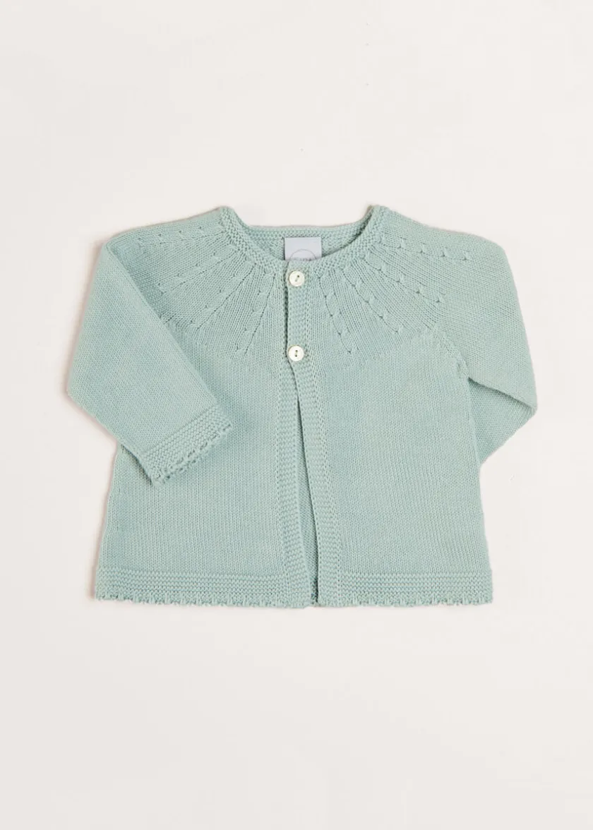 Knitwear & Cardigans | Knitwear & Cardigans | Pepa London Openwork Detail Baby Cardigan in Green (1-12mths)