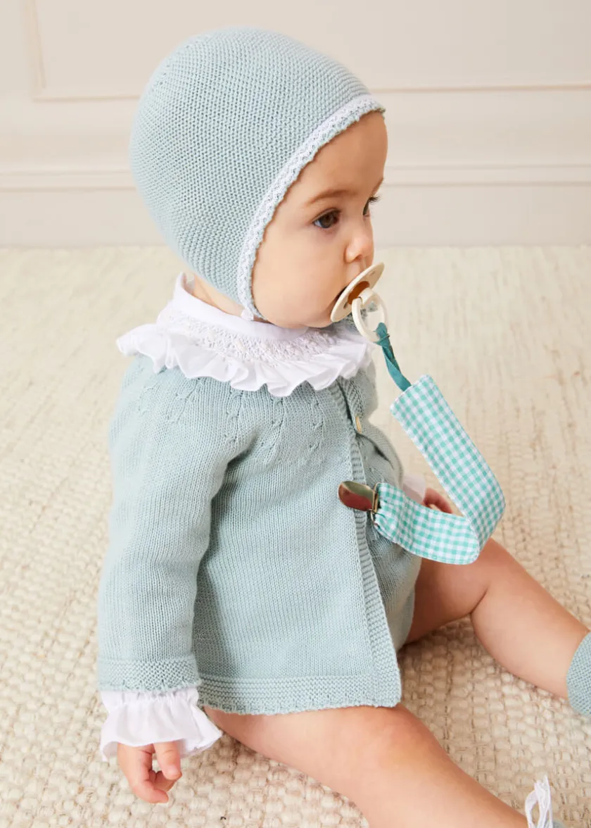 Knitwear & Cardigans | Knitwear & Cardigans | Pepa London Openwork Detail Baby Cardigan in Green (1-12mths)