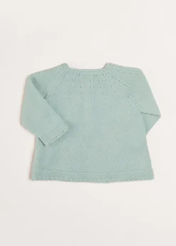 Knitwear & Cardigans | Knitwear & Cardigans | Pepa London Openwork Detail Baby Cardigan in Green (1-12mths)