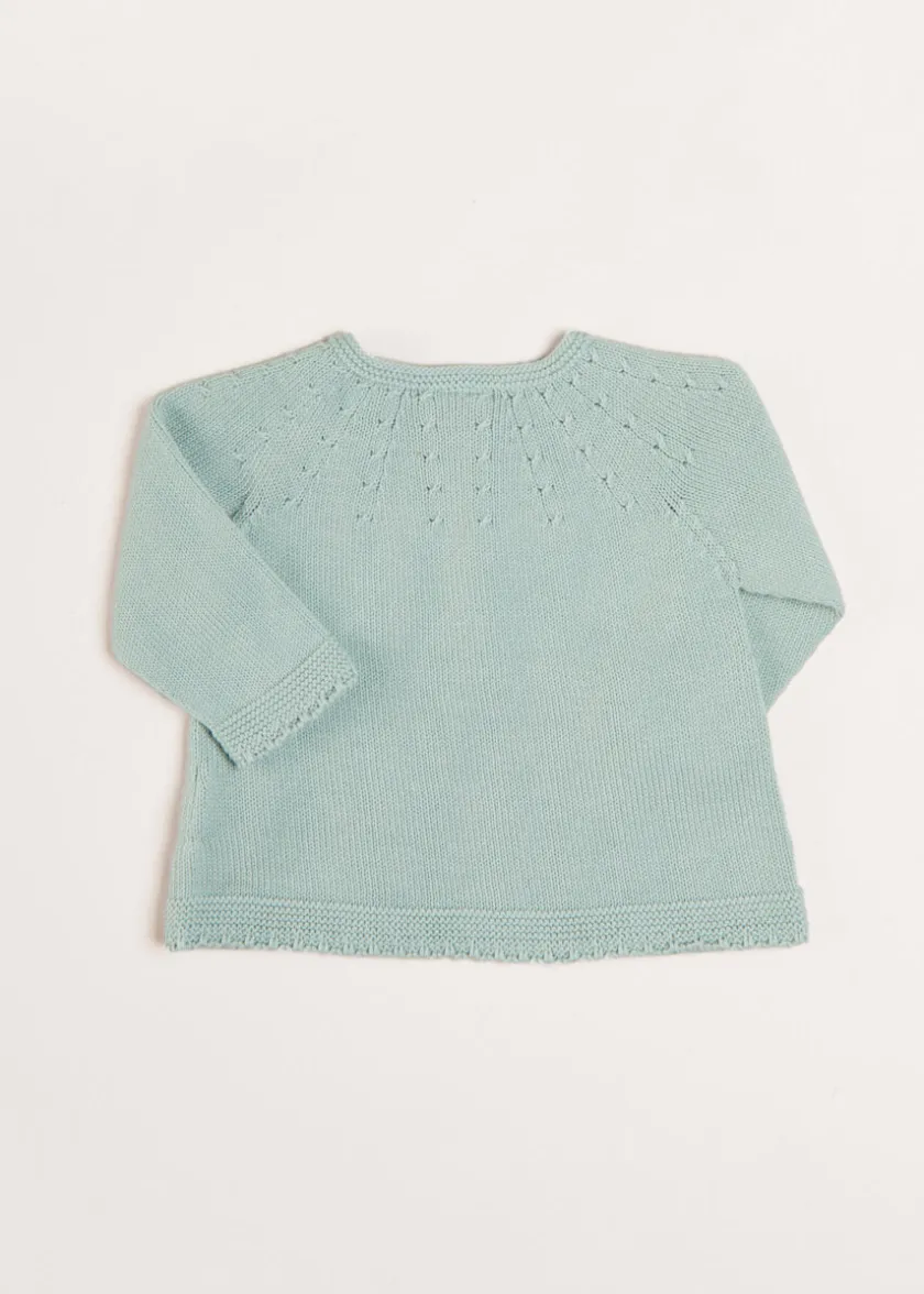 Knitwear & Cardigans | Knitwear & Cardigans | Pepa London Openwork Detail Baby Cardigan in Green (1-12mths)