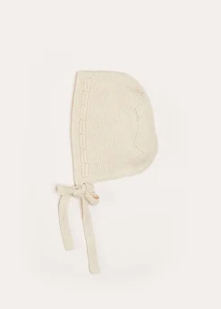Bonnets & Booties | Knitwear & Cardigans | Pepa London Openwork Knitted Bonnet in Beige(S-L)