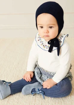 Bonnets & Booties | Knitwear & Cardigans | Pepa London Openwork Knitted Bonnet in Navy (S-L)