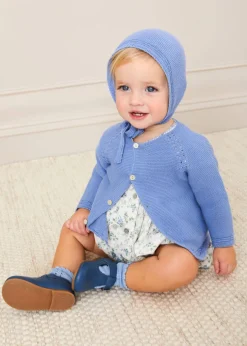 Bonnets & Booties | Knitwear & Cardigans | Pepa London Openwork Knitted Bonnet in Blue (S-L)