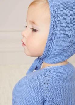 Bonnets & Booties | Knitwear & Cardigans | Pepa London Openwork Knitted Bonnet in Blue (S-L)