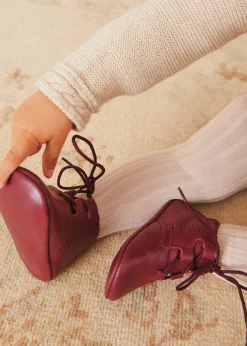 Bonnets & Booties | Bonnets & Booties | Pepa London Oxford Pram Booties in Burgundy (17-20EU)