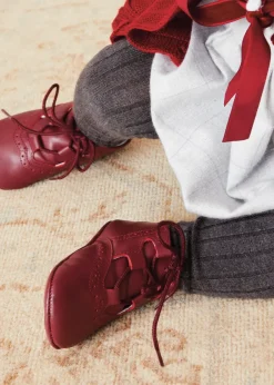 Bonnets & Booties | Bonnets & Booties | Pepa London Oxford Pram Booties in Burgundy (17-20EU)