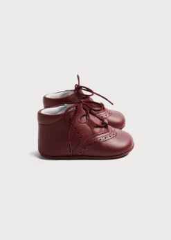 Bonnets & Booties | Bonnets & Booties | Pepa London Oxford Pram Booties in Burgundy (17-20EU)