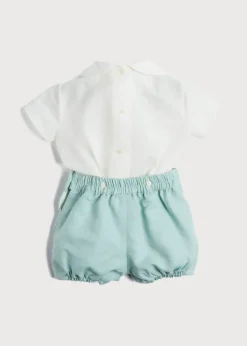 Two-piece Sets | Two-piece Sets | Pepa London Peter Pan Collar Linen Two Piece Set in Teal (3mths-5yrs)