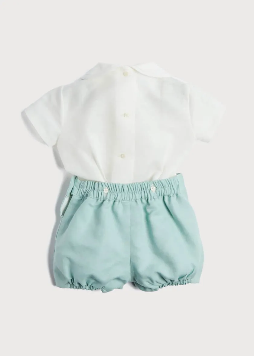 Two-piece Sets | Two-piece Sets | Pepa London Peter Pan Collar Linen Two Piece Set in Teal (3mths-5yrs)