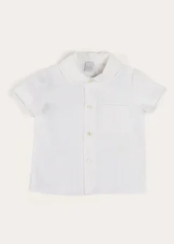 Tops & Shirts | Shirts | Pepa London Peter Pan Collar Trim Detail Short Sleeve Shirt in White (12mths-5yrs)