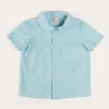 Tops & Shirts | Shirts | Pepa London Peter Pan Collar Trim Detail Short Sleeve Shirt in Blue (12mths-5yrs)