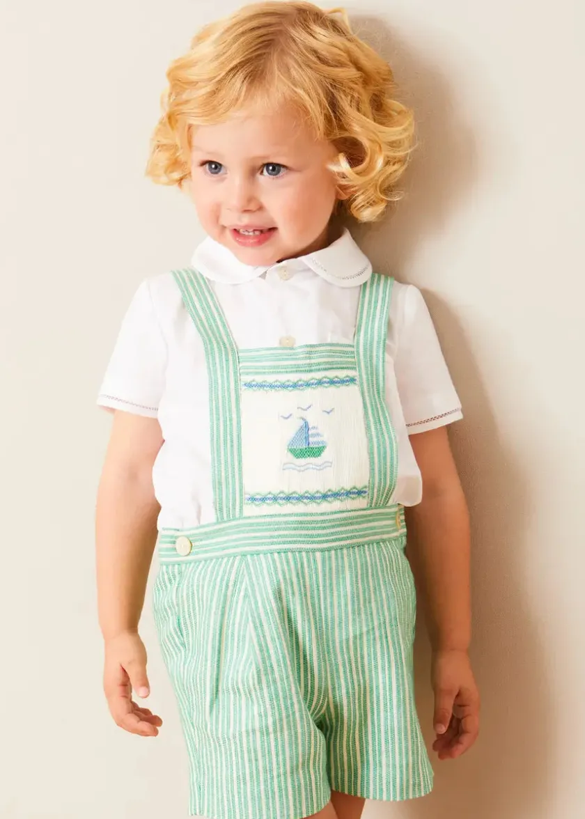 Tops & Shirts | Shirts | Pepa London Peter Pan Collar Trim Detail Short Sleeve Shirt in White (12mths-5yrs)