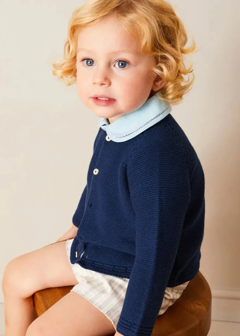 Tops & Shirts | Shirts | Pepa London Peter Pan Collar Trim Detail Short Sleeve Shirt in Blue (12mths-5yrs)