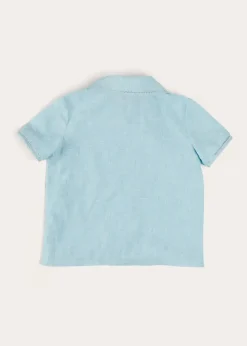 Tops & Shirts | Shirts | Pepa London Peter Pan Collar Trim Detail Short Sleeve Shirt in Blue (12mths-5yrs)