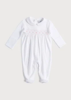 Nightwear | Baby Grows | Pepa London Pink Hand Smocked Cotton All-in-One (0-12mths)