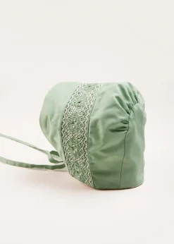 Bonnets & Booties | Bonnets & Booties | Pepa London Plain Hand Smocked Bonnet in Green