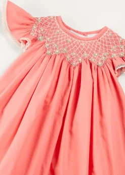 Dresses | Dresses | Pepa London Plain Hand Smocked Sleeveless Dress in Coral (12mths-10yrs)