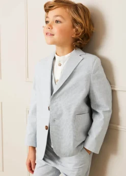 Coats & Jackets | Pepa London Plain Light Linen Blazer in Blue (4-10yrs)
